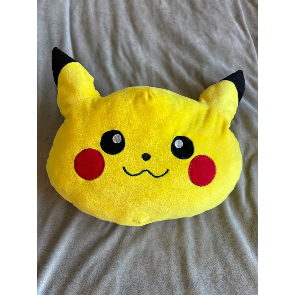 Pokemon Pikachu Plush Head Pillow Yellow Decorative Stuffed Animal Cushion